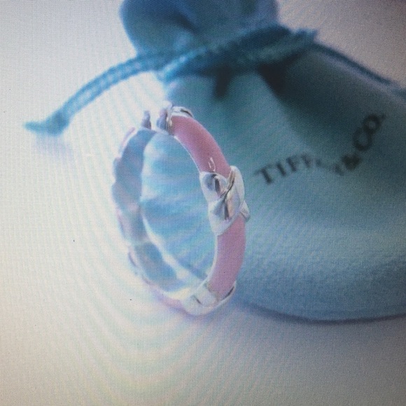 COPY - Tiffany Co RARE Pink Enamel Signature "X" Ring - Picture 4 of 4
